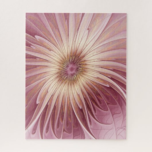 Abstracte bloeiende fractale kunst en schaduwen va legpuzzel (Verticaal)