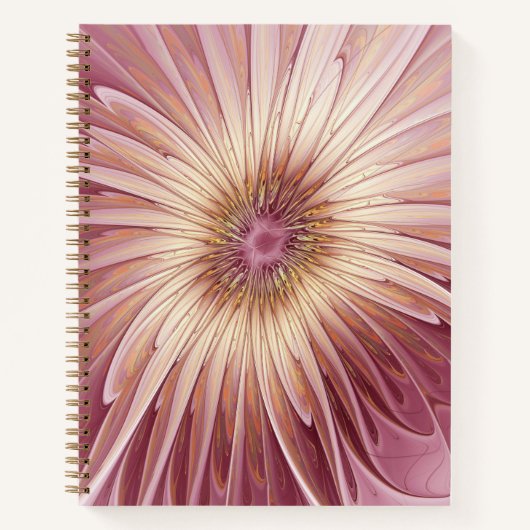 Abstracte bloeiende fractale kunst en schaduwen va notitieboek (Voorkant)