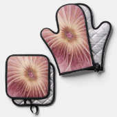 Abstracte bloeiende fractale kunst en schaduwen va ovenwant & pannenlap set (Voorkant / Achterkant)