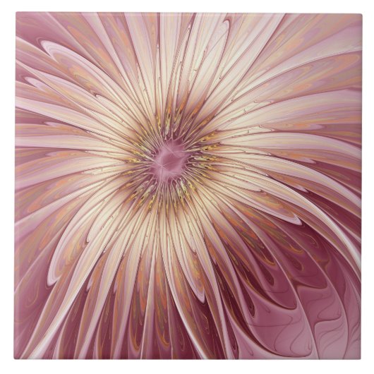 Abstracte bloeiende fractale kunst en schaduwen va tegeltje (Voorkant)