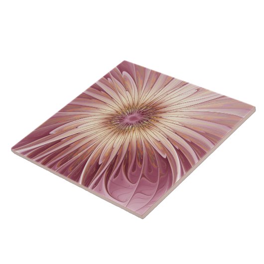 Abstracte bloeiende fractale kunst en schaduwen va tegeltje (Zijkant)