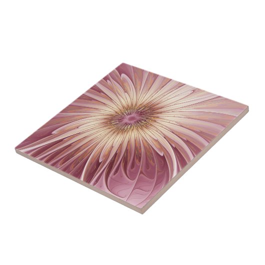 Abstracte bloeiende fractale kunst en schaduwen va tegeltje (Zijkant)
