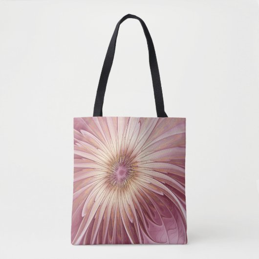 Abstracte bloeiende fractale kunst en schaduwen va tote bag (Voorkant)