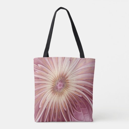 Abstracte bloeiende fractale kunst en schaduwen va tote bag (Achterkant)