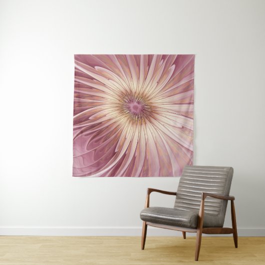 Abstracte bloeiende fractale kunst en schaduwen va wandkleed (In Situ (horizontaal))