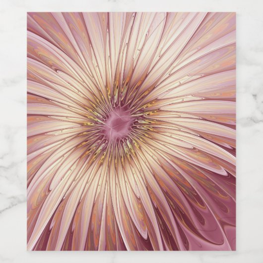 Abstracte bloeiende fractale kunst en schaduwen va wijn etiket (Enkel label)