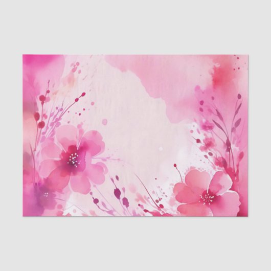 Abstracte bloeiende Waterverf roze Tissuepapier (Voorkant)