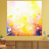 abstracte bloeiende wilde bloemen canvas afdruk (Insitu (Woonkamer))