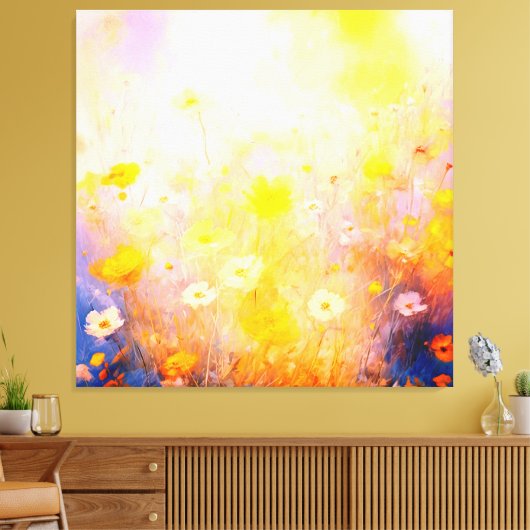 abstracte bloeiende wilde bloemen canvas afdruk (Insitu (Woonkamer))