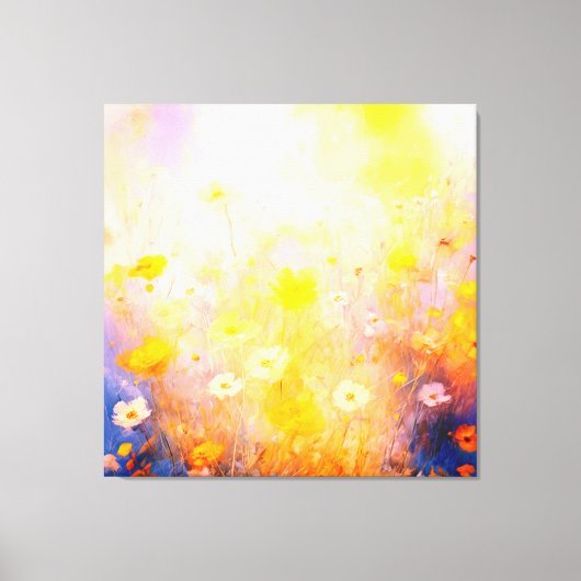 abstracte bloeiende wilde bloemen canvas afdruk (Voorkant)