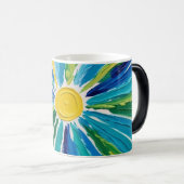 Abstracte bloem blauw groen magische mok (Voorkant rechts)