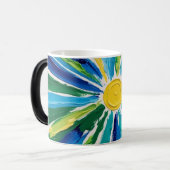 Abstracte bloem blauw groen magische mok (Voorkant links)