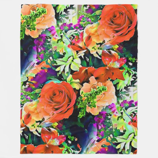 Abstracte bloem bloemrijke fleece deken (Voorkant)