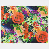 Abstracte bloem bloemrijke fleece deken (Voorkant (Horizontaal))