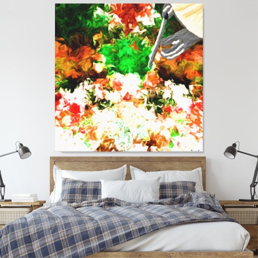 Abstracte bloem canvas afdruk (Insitu (Slaapkamer))