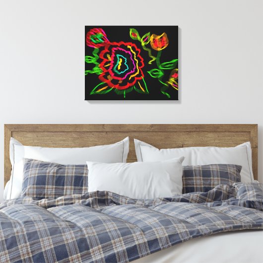 Abstracte bloem canvas afdruk (Insitu (Slaapkamer))