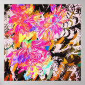 Abstracte bloem en dierlijke afdruk poster (Voorkant)