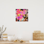 Abstracte bloem en dierlijke afdruk poster (Keuken)