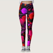Abstracte bloem- en gebladerte waterkleur leggings (Voorkant)