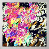 Abstracte bloem en kleurrijk dierpatroon poster (Voorkant)