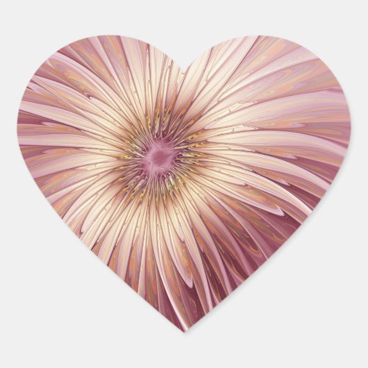 Abstracte bloem fractale kunst & tinten van bordea hart sticker (Voorkant)
