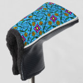 Abstracte bloem golfhoes golfheadcover (3/4 voorkant)