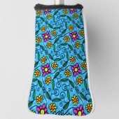 Abstracte bloem golfhoes golfheadcover (Draai 90)
