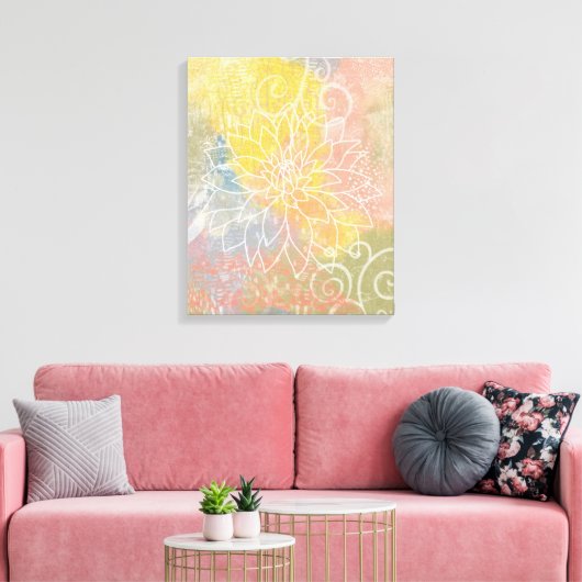Abstracte bloem in gemengde media canvas afdruk (Insitu (Woonkamer))