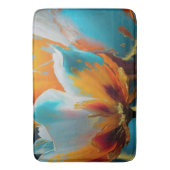 Abstracte bloem in oranje en teal badmat (Voorkant Verticaal)