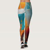 Abstracte bloem in oranje en teal leggings (Achterkant)