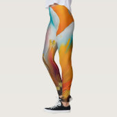 Abstracte bloem in oranje en teal leggings (Links)