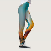 Abstracte bloem in oranje en teal leggings (Rechts)