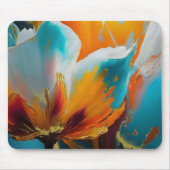 Abstracte bloem in oranje en teal muismat (Voorkant)