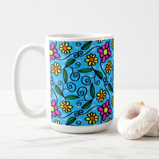 Abstracte bloem koffiemok (Met donut)