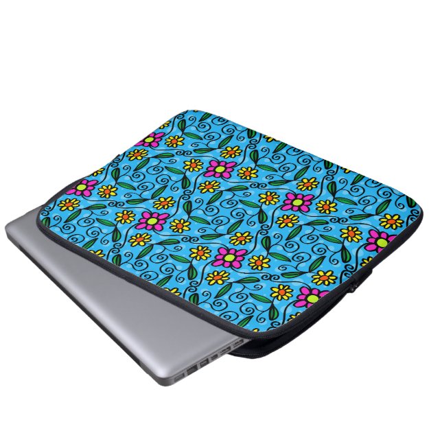 Abstracte bloem laptophoes laptop sleeve (Voorkant onderkant)