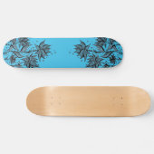 Abstracte bloem lineart blauwe skateboard (Horizontaal)