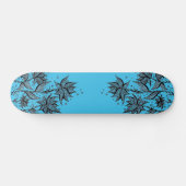 Abstracte bloem lineart blauwe skateboard (Horizontaal)