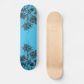 Abstracte bloem lineart blauwe skateboard (Voorkant)