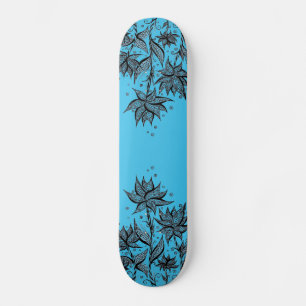 Abstracte bloem lineart blauwe skateboard
