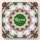 Abstracte Bloem Mandala met Liefde optionele Tekst Bier Onderzetter (Voorkant)