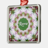 Abstracte Bloem Mandala met Liefde optionele Tekst Metalen Ornament (Links)