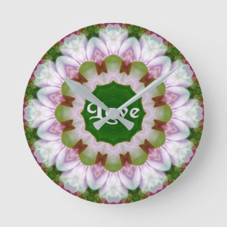 Abstracte Bloem Mandala met Liefde optionele Tekst Ronde Klok