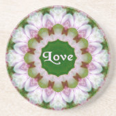 Abstracte Bloem Mandala met Liefde optionele Tekst Zandsteen Onderzetter (Voorkant)