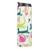 Abstracte bloem met Retrostijl en kattenafbeelding Thermosbeker (Geroteerd rechts)