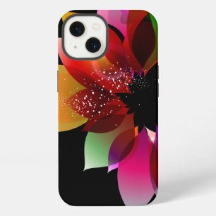 Abstracte bloem op zwart iPhone 13 hoesje
