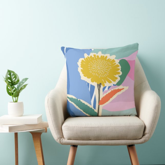 Abstracte Bloem Paardenbloem Kleurblokken Modern  Kussen (Stoel)