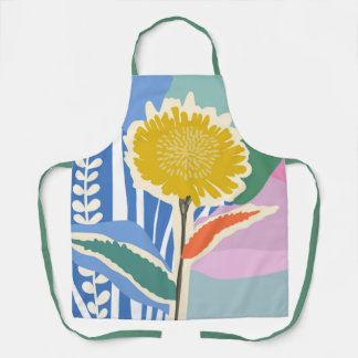 Abstracte Bloem Paardenbloem Kleurblokken Modern  Schort