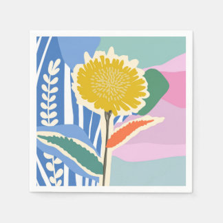 Abstracte Bloem Paardenbloem Kleurblokken Modern  Servet