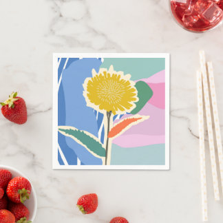 Abstracte Bloem Paardenbloem Kleurblokken Modern  Servet