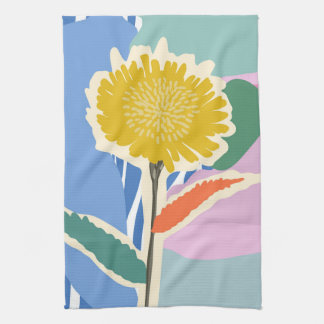 Abstracte Bloem Paardenbloem Kleurblokken Modern  Theedoek